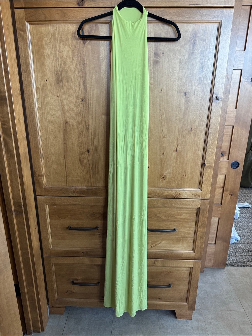 naked wardrobe Neon Lime Halter Maxi Dress
